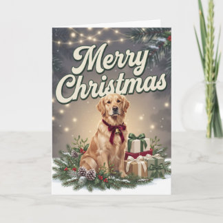Golden Retriever Mid-Century Modern Christmas Card