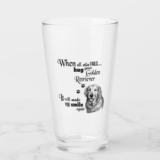 Golden Retriever modern art cute dog breed slogan Glass (Front)