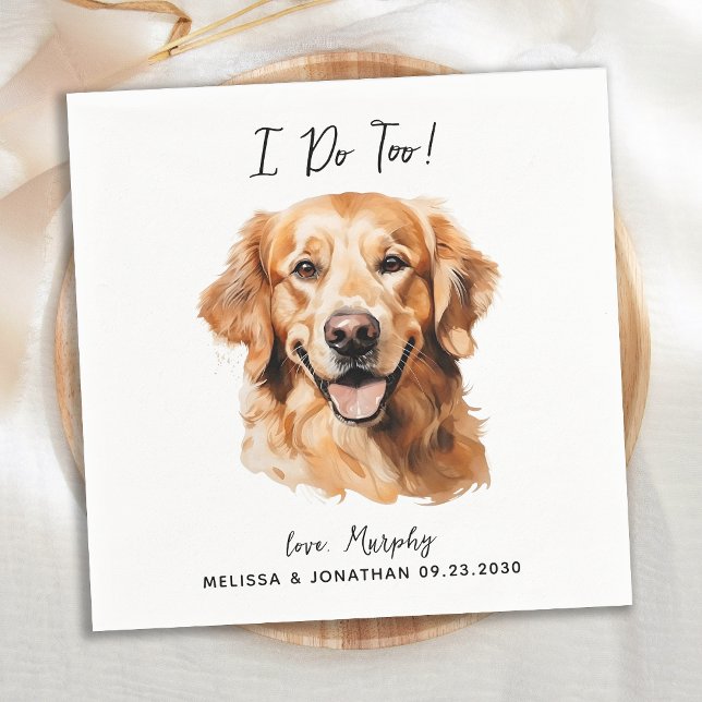 Golden Retriever Modern Dog Wedding Cocktail Napkin (Creator Uploaded)