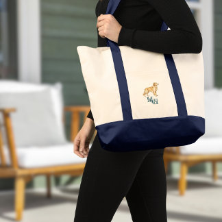 Golden Retriever Monogram Canvas Tote Bag