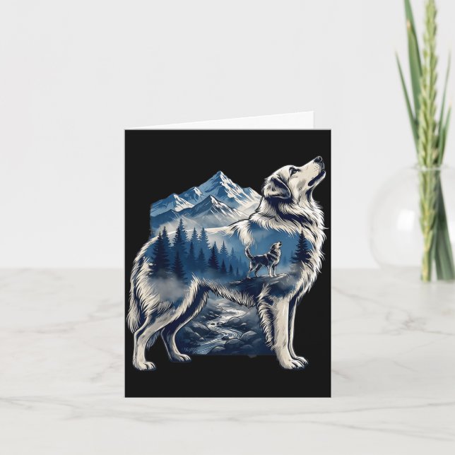 Golden retriever moon mountain forest exposure  card (Front)