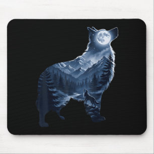 Golden retriever moonlit mountain forest dog mouse pad