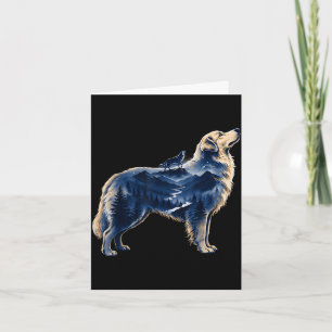 Golden retriever moonlit wilderness mountain card