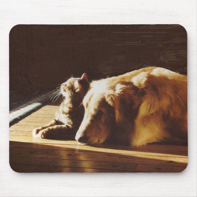 Golden Retriever Mousepad Cat Best Buddies (Front)