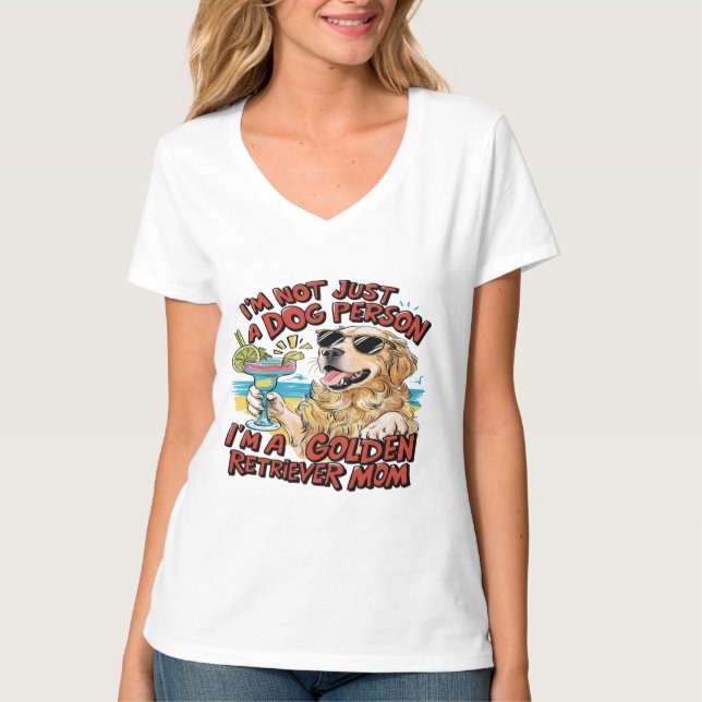 Golden Retriever Mum Cartoon T-Shirt (Front)