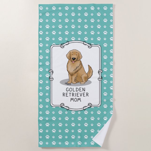 Golden Retriever Mum - Dog Mum Beach Towel (Front)