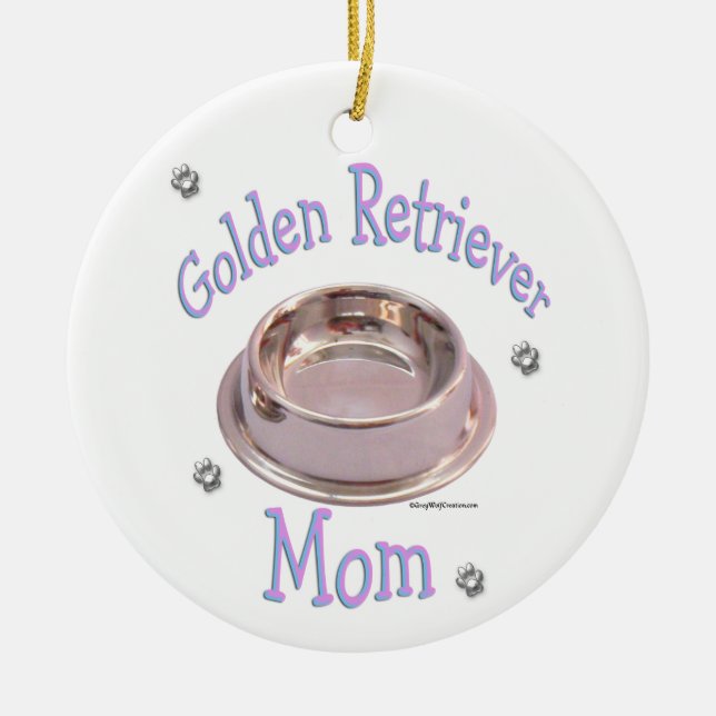 Golden Retriever Mum Keychain Ceramic Tree Decoration (Front)