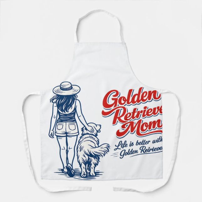 Golden Retriever Mum Kitchen Apron - Retro Dog Lov (Front)