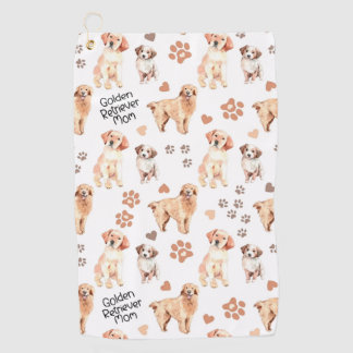 Golden Retriever Mum Pattern Golf Towel