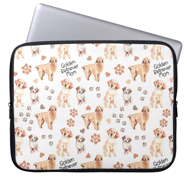 Golden Retriever Mum Pattern Laptop Sleeve (Front)