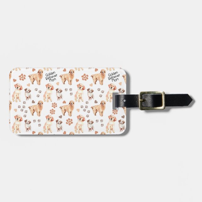 Golden Retriever Mum Pattern Luggage Tag (Front Horizontal)