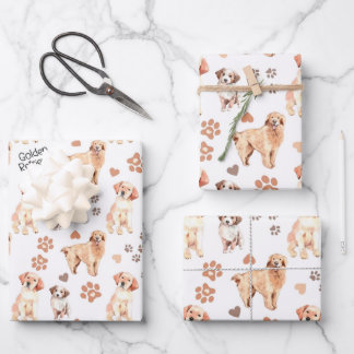 Golden Retriever Mum Pattern Wrapping Paper Sheet