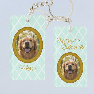 Golden Retriever  My Heart Belongs To Custom Photo Key Ring