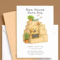 Golden Retriever New House Same Dog Moving Card