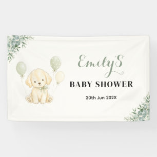 Golden Retriever Nuetral Baby Shower Sage Green Banner