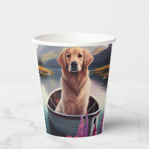 Golden Retriever on a Paddle: A Scenic Adventure Paper Cups