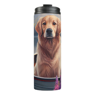 Golden Retriever on a Paddle: A Scenic Adventure Thermal Tumbler