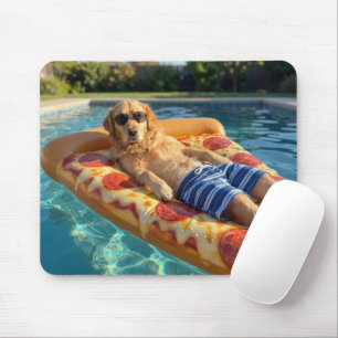 Golden Retriever on a Pizza Slice Pool Float Mouse Pad
