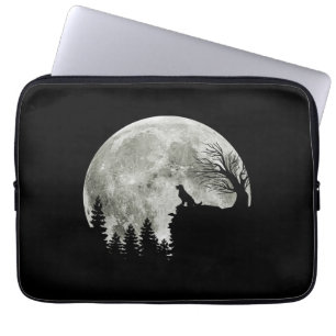 Golden Retriever On Mountain Spooky Halloween Moon Laptop Sleeve