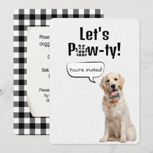Golden Retriever On White Party Invitation