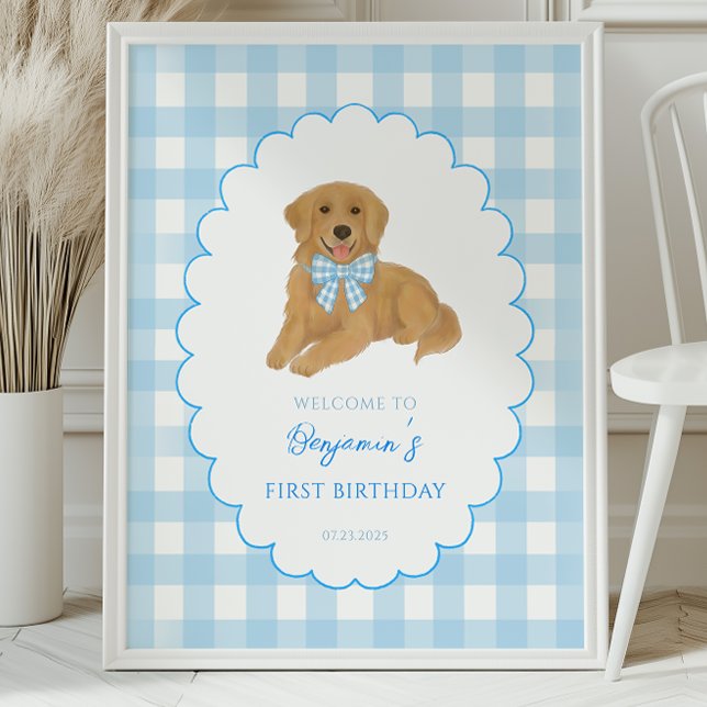 Golden Retriever One Golden Year Birthday Welcome Poster (Creator Uploaded)