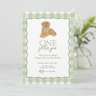 Golden Retriever One Golden Year First Birthday Invitation