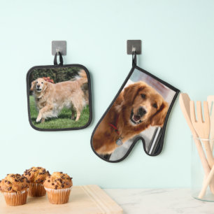 Golden retriever oven mitt & pot holder set