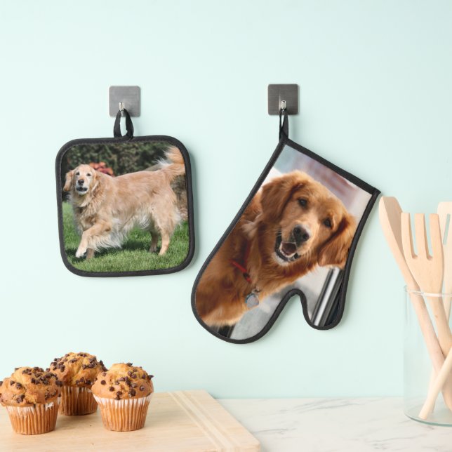 Golden  retriever oven mitt & pot holder set (Insitu(Hanging))