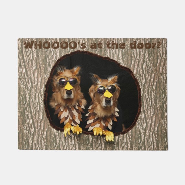 Golden Retriever Owls Whooos at the Door Doormat (Front)
