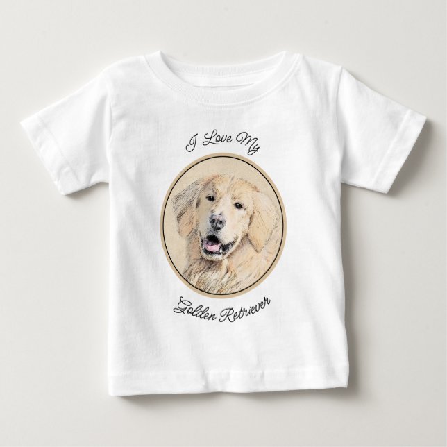 Golden Retriever Painting - Cute Original Dog Art Baby T-Shirt (Front)