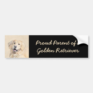 Golden Retriever Painting - Cute Original Dog Art Bumper Sticker
