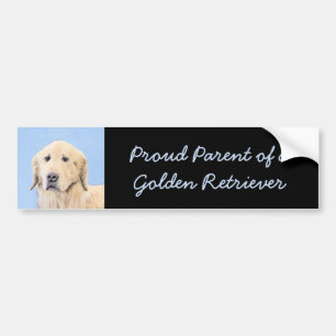 Golden Retriever Painting - Cute Original Dog Art Bumper Sticker