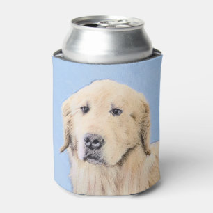 Golden Retriever Painting - Cute Original Dog Art Can Cooler