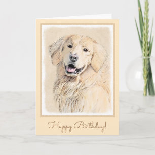 Golden Retriever Painting - Cute Original Dog Art Card