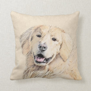 Golden Retriever Painting - Cute Original Dog Art Cushion
