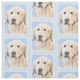 Golden Retriever Painting - Cute Original Dog Art Fabric