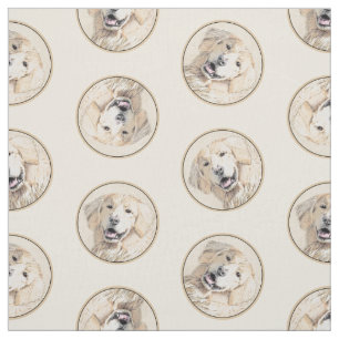Golden Retriever Painting Cute Original Dog Art Fabric
