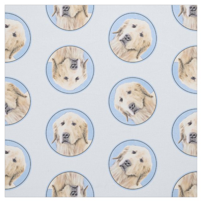 Golden Retriever Painting Cute Original Dog Art Fabric (Swatch)
