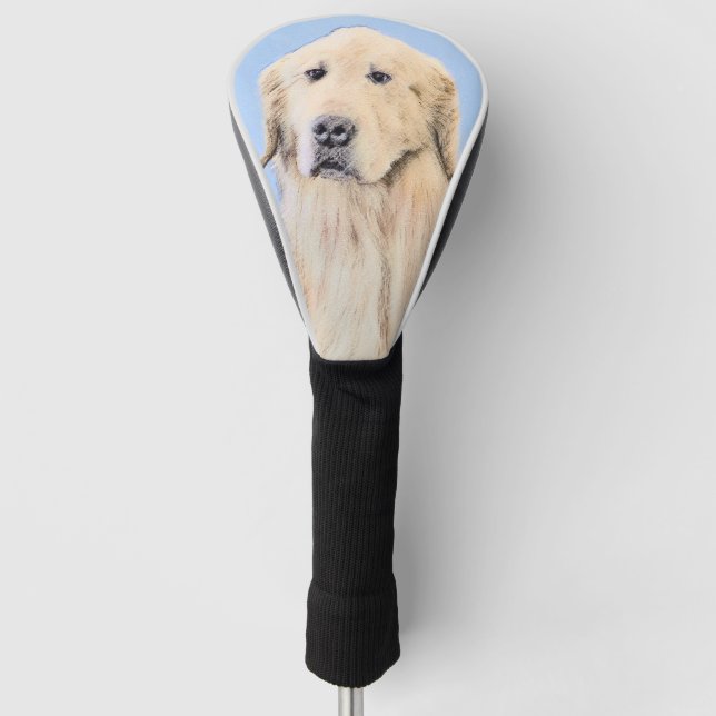 Golden Retriever Painting - Cute Original Dog Art Golf Head Cover (Front)