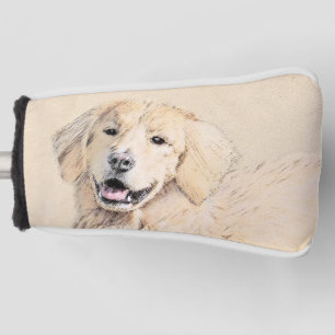 Golden Retriever Painting - Cute Original Dog Art Golf Head Cover