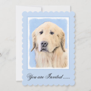 Golden Retriever Painting - Cute Original Dog Art Invitation
