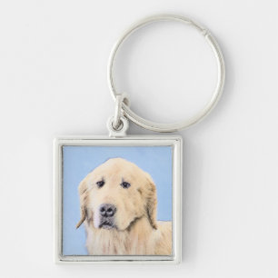 Golden Retriever Painting - Cute Original Dog Art Key Ring