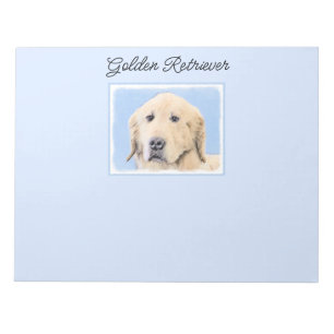 Golden Retriever Painting - Cute Original Dog Art Notepad