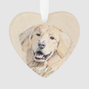 Golden Retriever Painting - Cute Original Dog Art Ornament