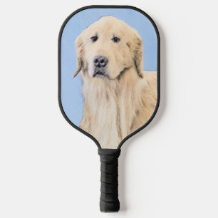 Golden Retriever Painting - Cute Original Dog Art Pickleball Paddle