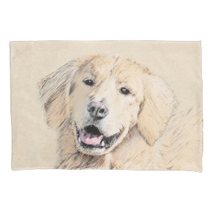 Golden Retriever Painting - Cute Original Dog Art Pillowcase
