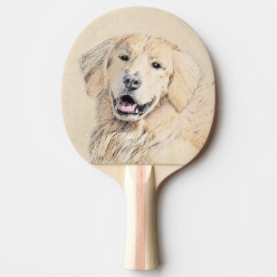 Golden Retriever Painting - Cute Original Dog Art Ping Pong Paddle