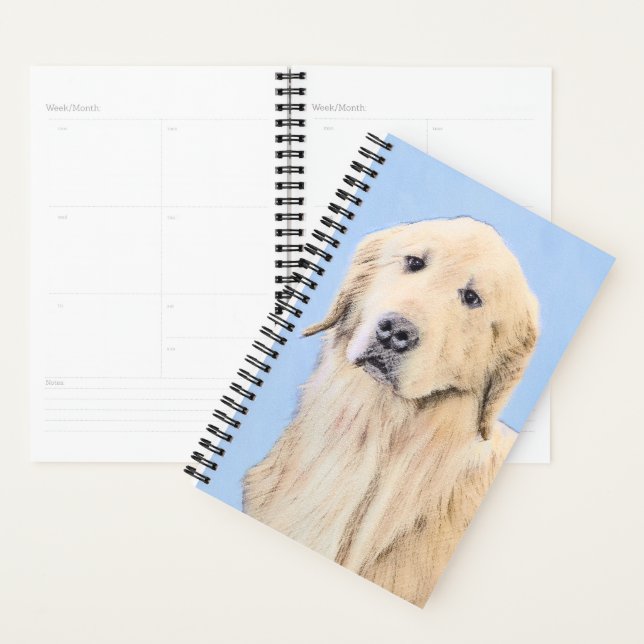 Golden Retriever Painting - Cute Original Dog Art Planner (Display)