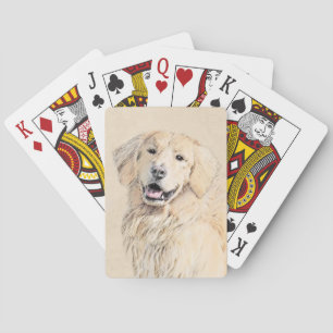 Golden Retriever Painting - Cute Original Dog Art Playing Cards
