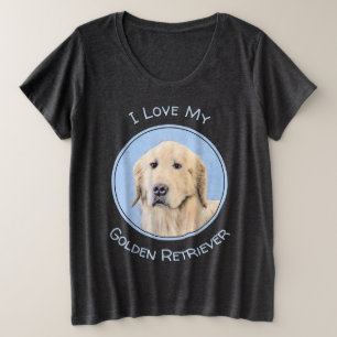 Golden Retriever Painting - Cute Original Dog Art Plus Size T-Shirt
